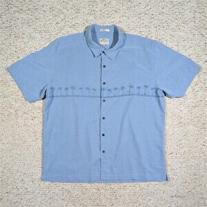 Quiksilver Waterman Button Up Shirt Mens XXL Comfort Fit Palm Trees Polynosic